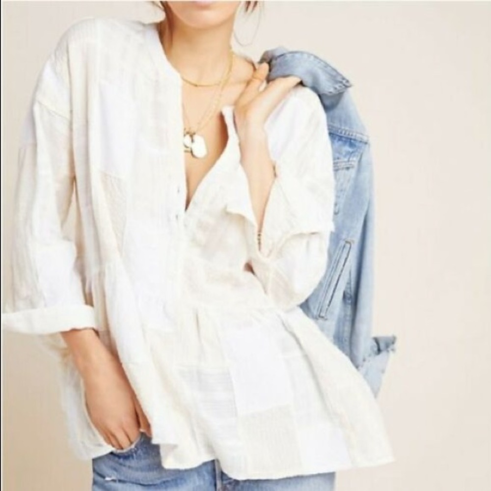 COPY - Maeve Anthropologie Zoe Patchwork Blouse Sz L/XL - Picture 2 of 6